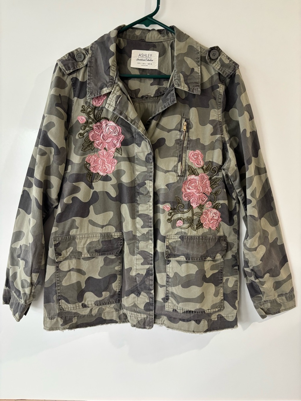 Ashley By 26 International Women's Camouflage Utility Jacket in Olive and Gray